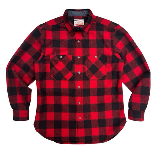 (OPSTK) #060 20oz USA Wool Work Shirt Red and Black 2" Buffalo Check