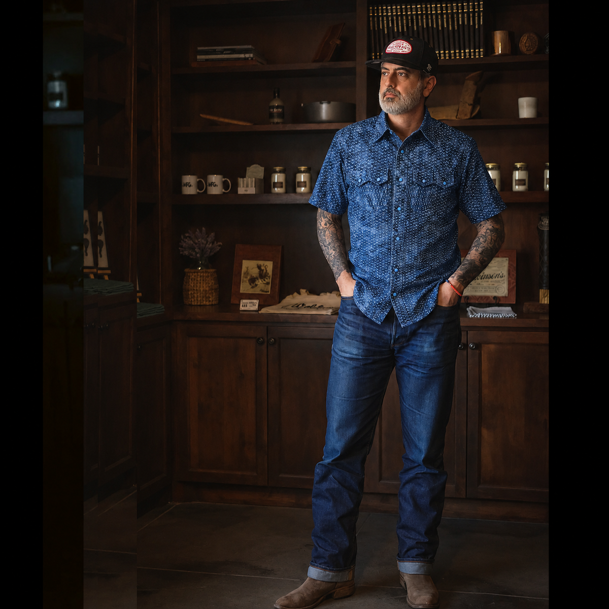 (OPSTK) #1333 6oz Japanese Speckled Indigo Saw Tooth Work Shirt