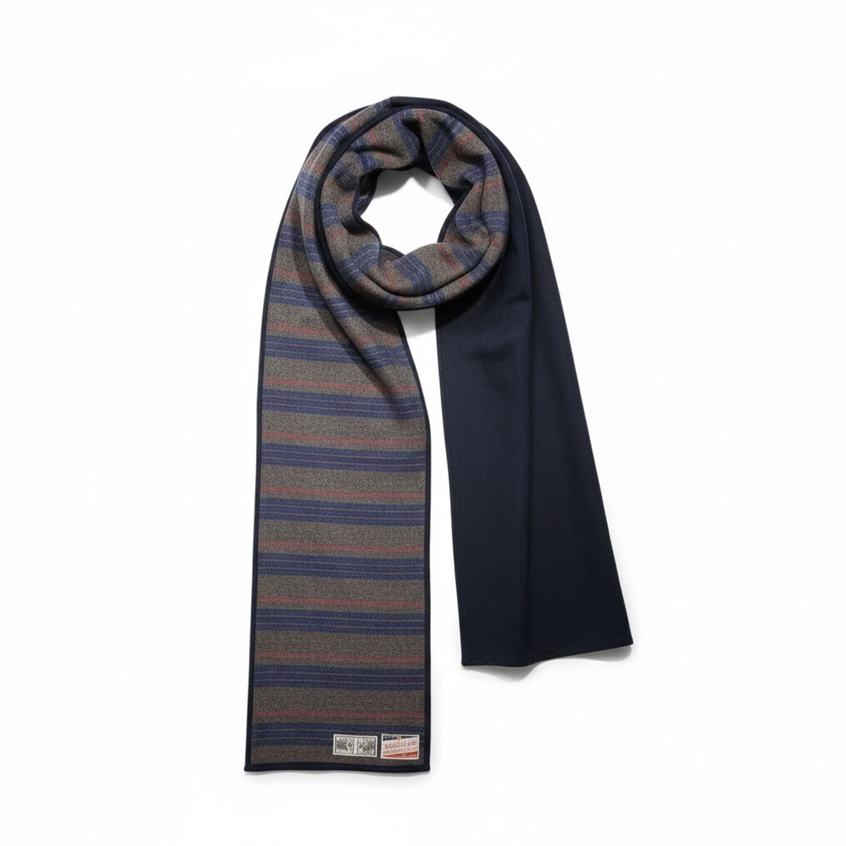 Japanese Navy Bull Denim Bonded Cotton Flanel Scarf 96"