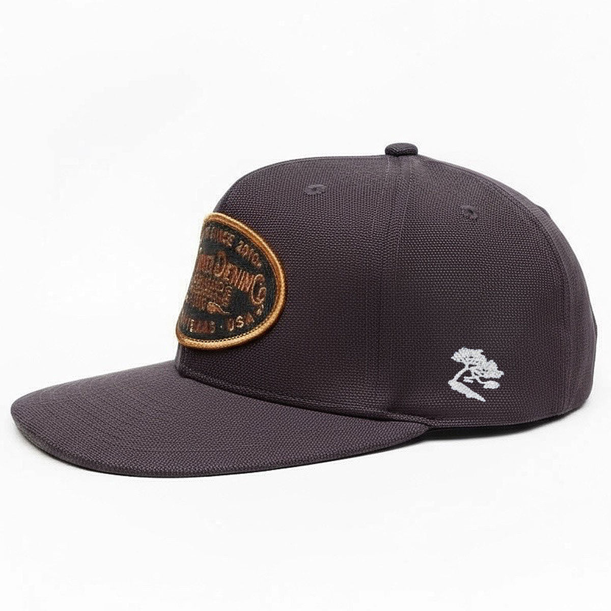 18oz USA Brown Duck Canvas Snapback HAT CFDCo Shop Patch Orange - Mid Crown