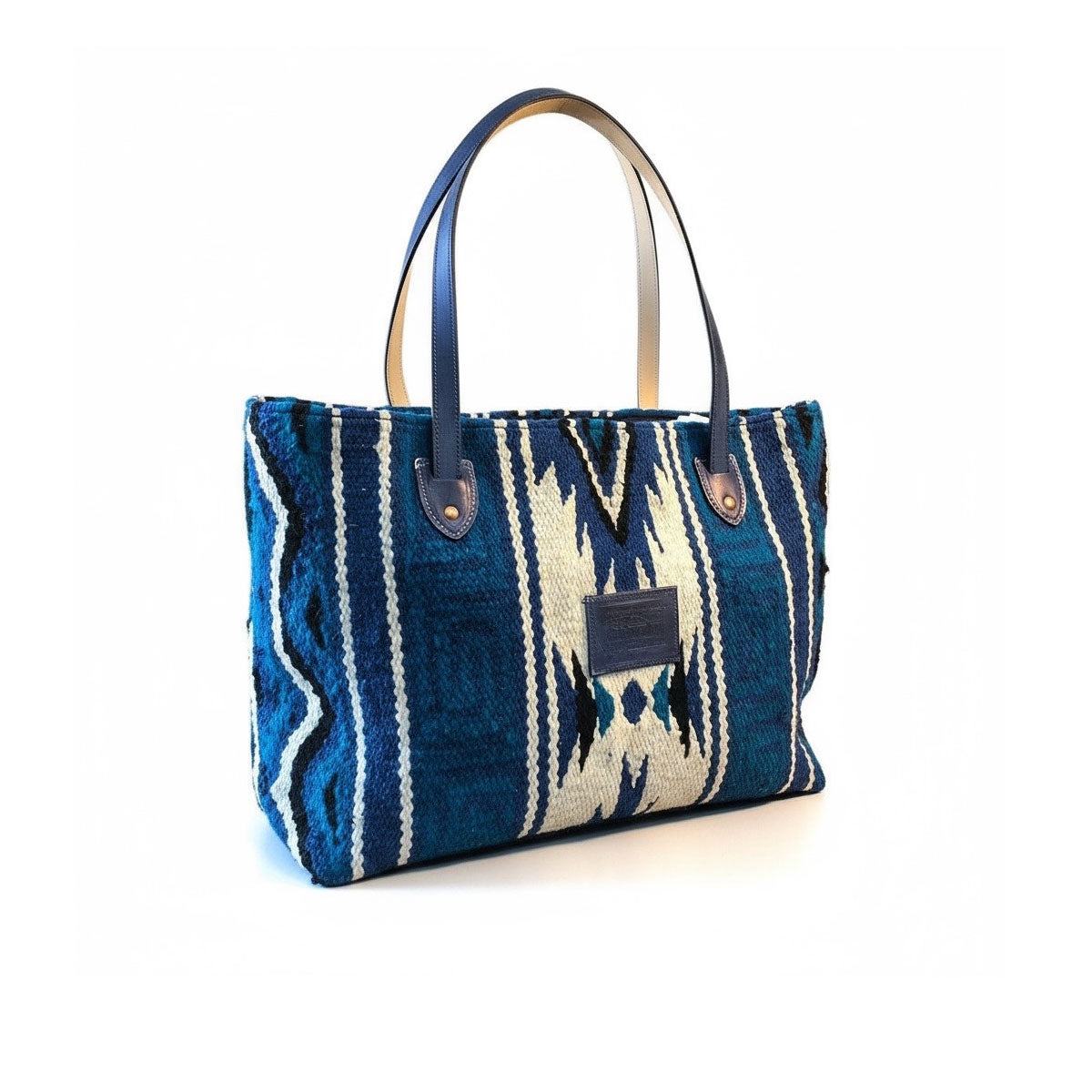 Hand Woven 100% WOOL Southwestern Tote Bag Indigo