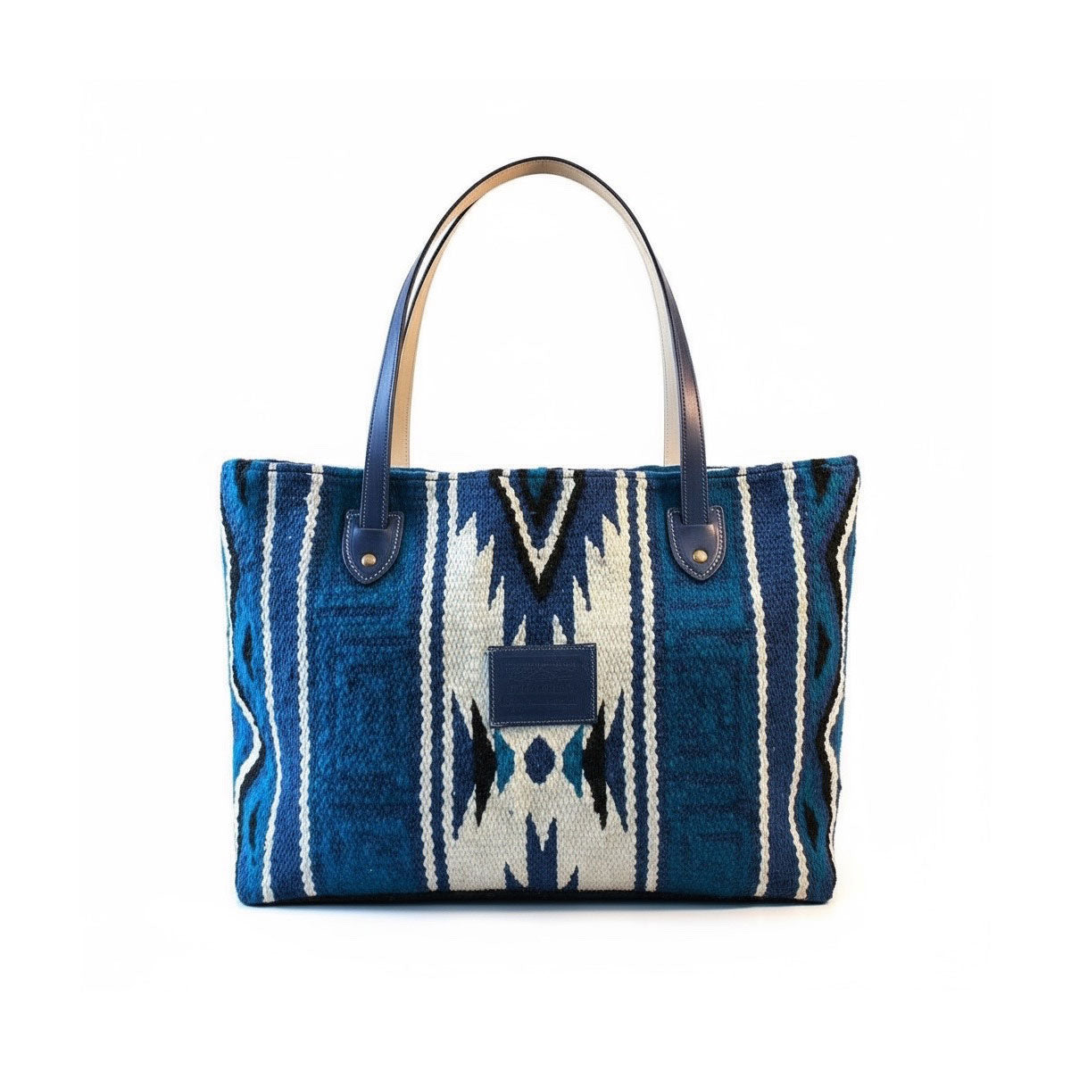 Hand Woven 100% WOOL Southwestern Tote Bag Indigo