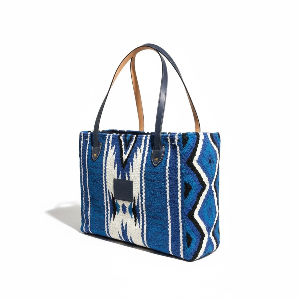 Hand Woven 100% WOOL Southwestern Tote Bag Indigo