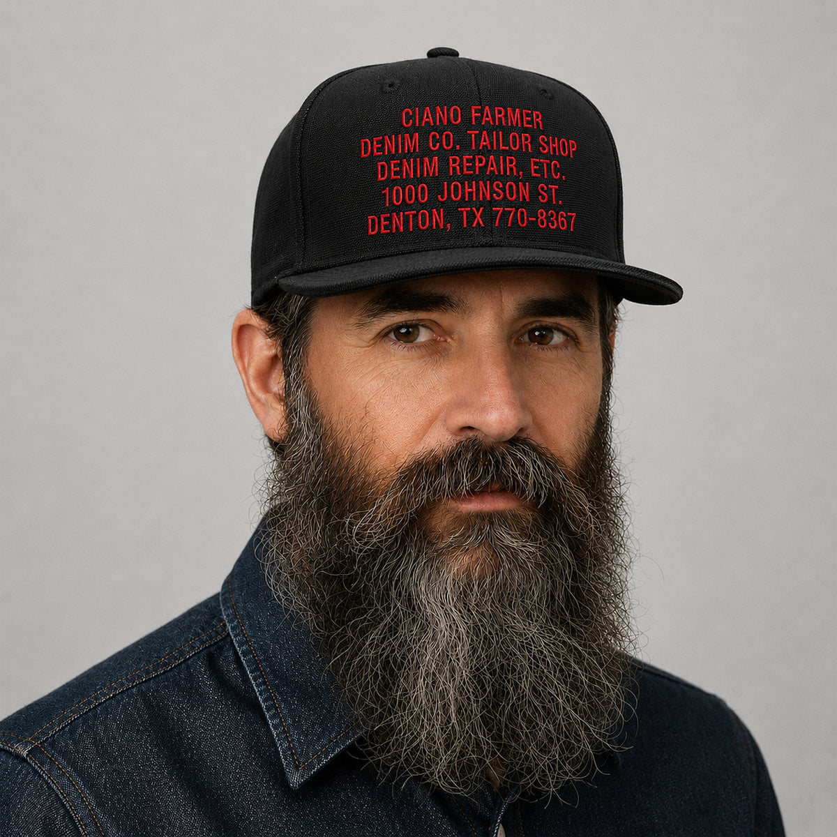 18oz USA Duck Canvas Black Snapback HAT CFDCo Store Embroidery - Mid Crown