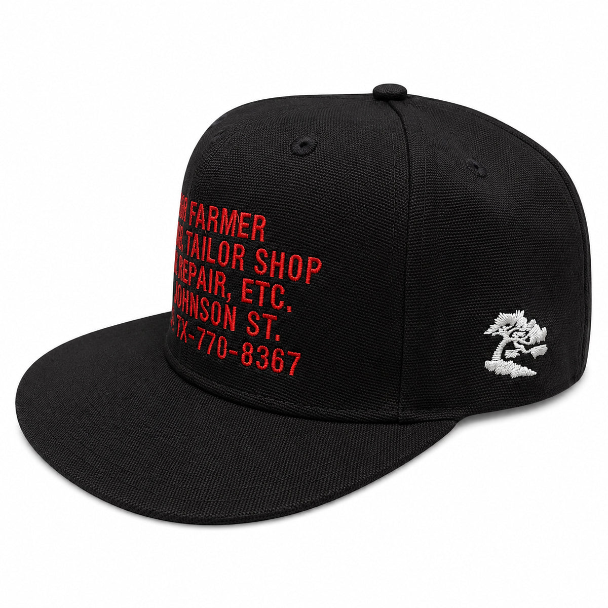 18oz USA Duck Canvas Black Snapback HAT CFDCo Store Embroidery - Mid Crown