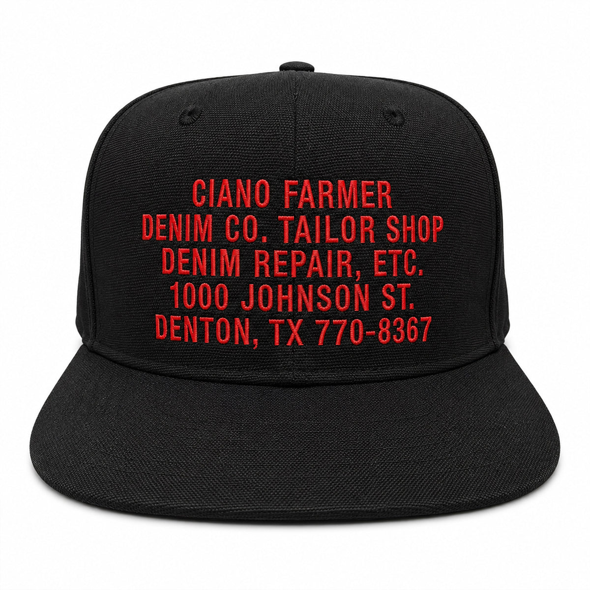 18oz USA Duck Canvas Black Snapback HAT CFDCo Store Embroidery - Mid Crown