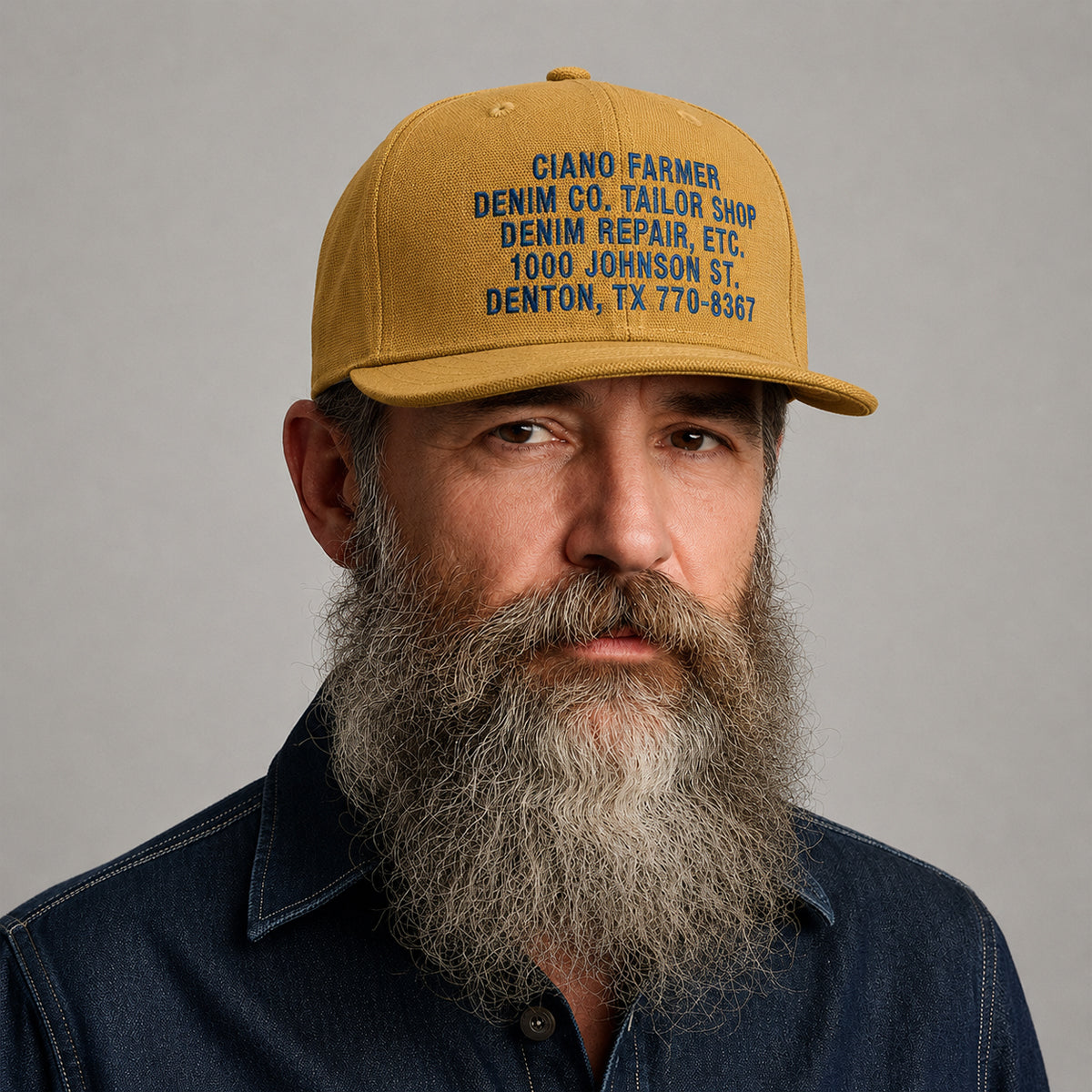 15oz USA Duck Canvas Lite Ochre Snapback HAT CFDCo Store Embroidery - Mid Crown