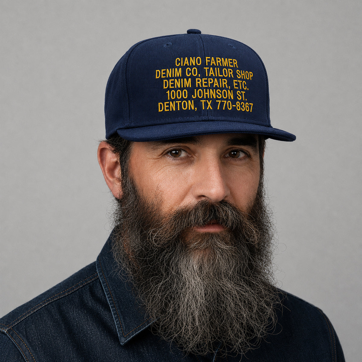 18oz USA Duck Canvas Navy Snapback HAT CFDCo Store Embroidery - Mid Crown