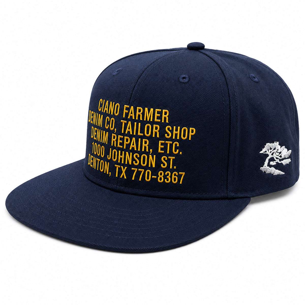18oz USA Duck Canvas Navy Snapback HAT CFDCo Store Embroidery - Mid Crown