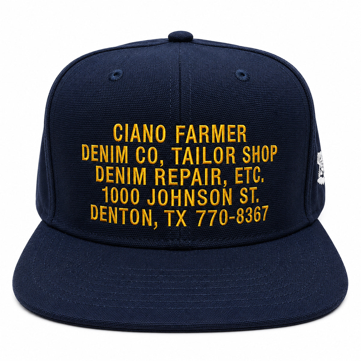 18oz USA Duck Canvas Navy Snapback HAT CFDCo Store Embroidery - Mid Crown