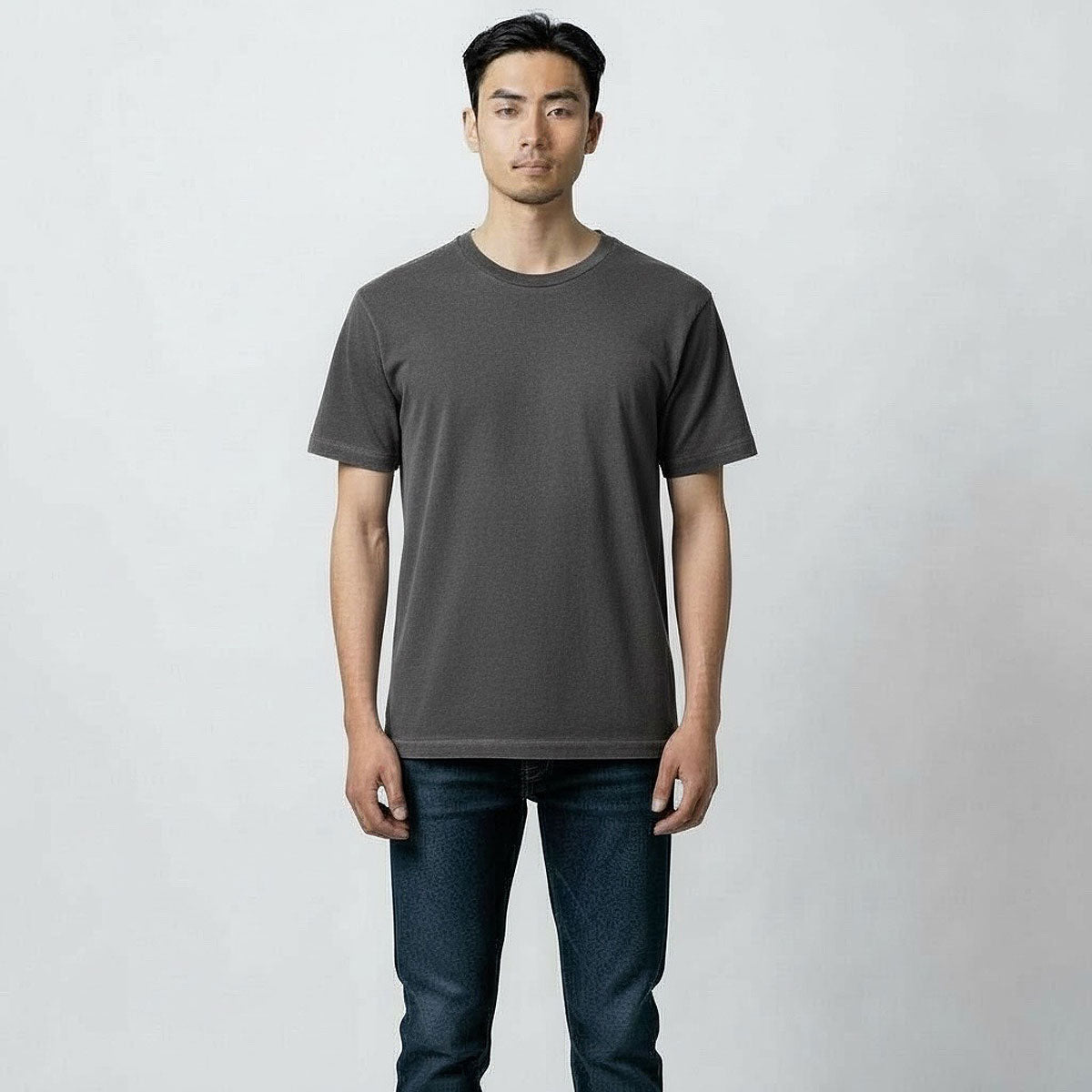 8.4oz TEXAS MADE "HEAVY ORGANIC" Crew Neck Vintage Black " Sun Bleached"