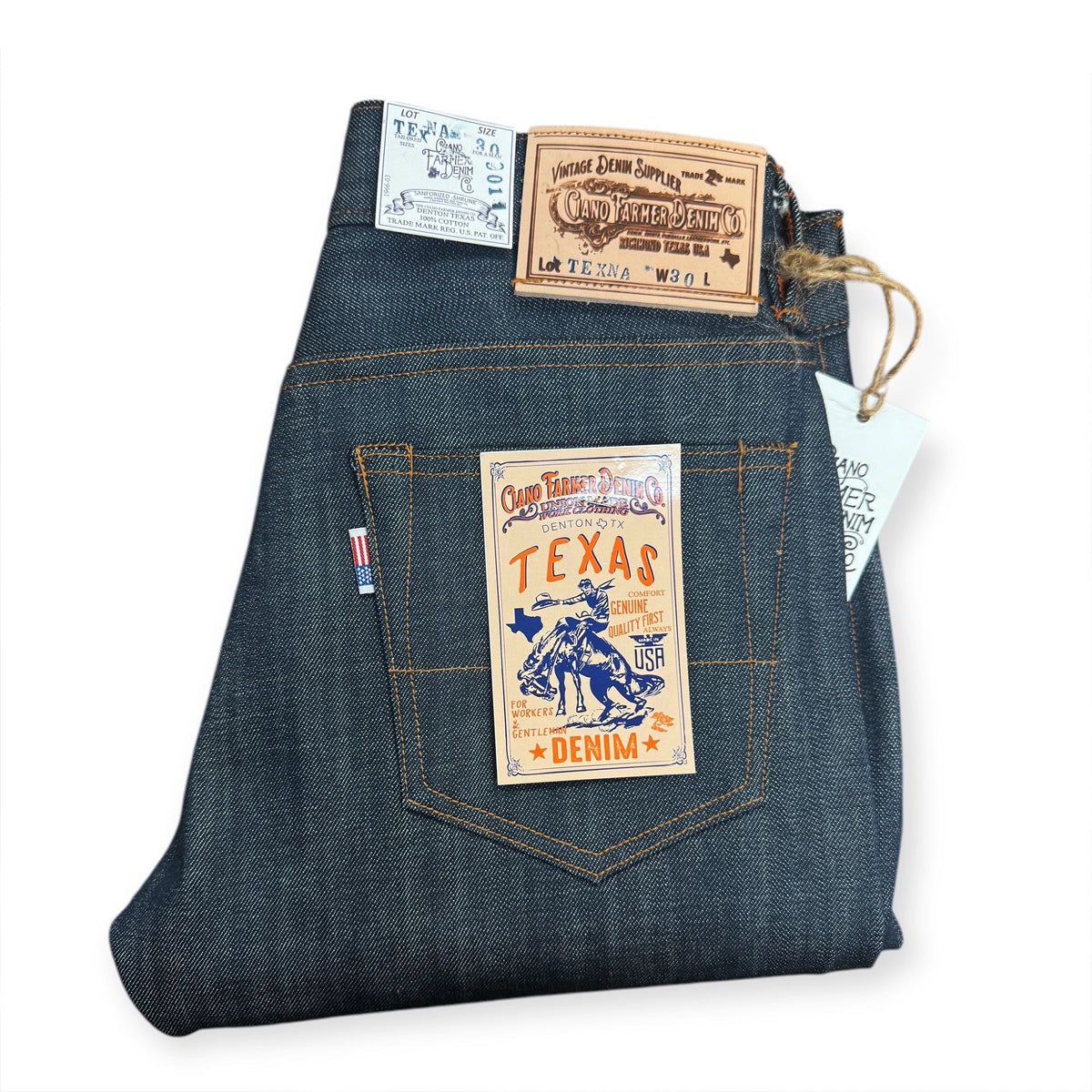 #TEXNA 13.5oz Selvedge TEXAS Organic Denim "NATURAL" [Slim Fit 901]