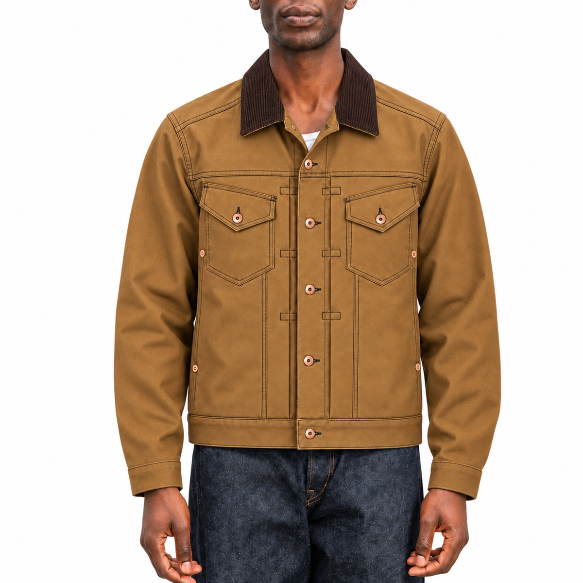 (OPSTK) #133 12oz Ochre Brown Duck Canvas Fieldhand Jacket "Regular Fit"