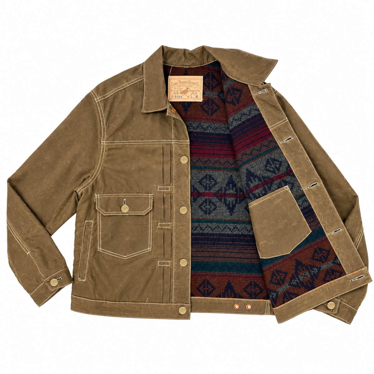 [OPSTK] #0811 12oz Nutmeg Brown Wax Duck Canvas 1954 Type II Jacket Lined " Regular Fit"