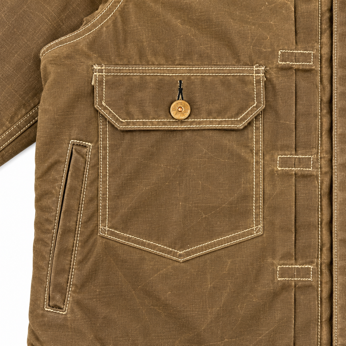 [OPSTK] #0811 12oz Nutmeg Brown Wax Duck Canvas 1954 Type II Jacket Lined " Regular Fit"