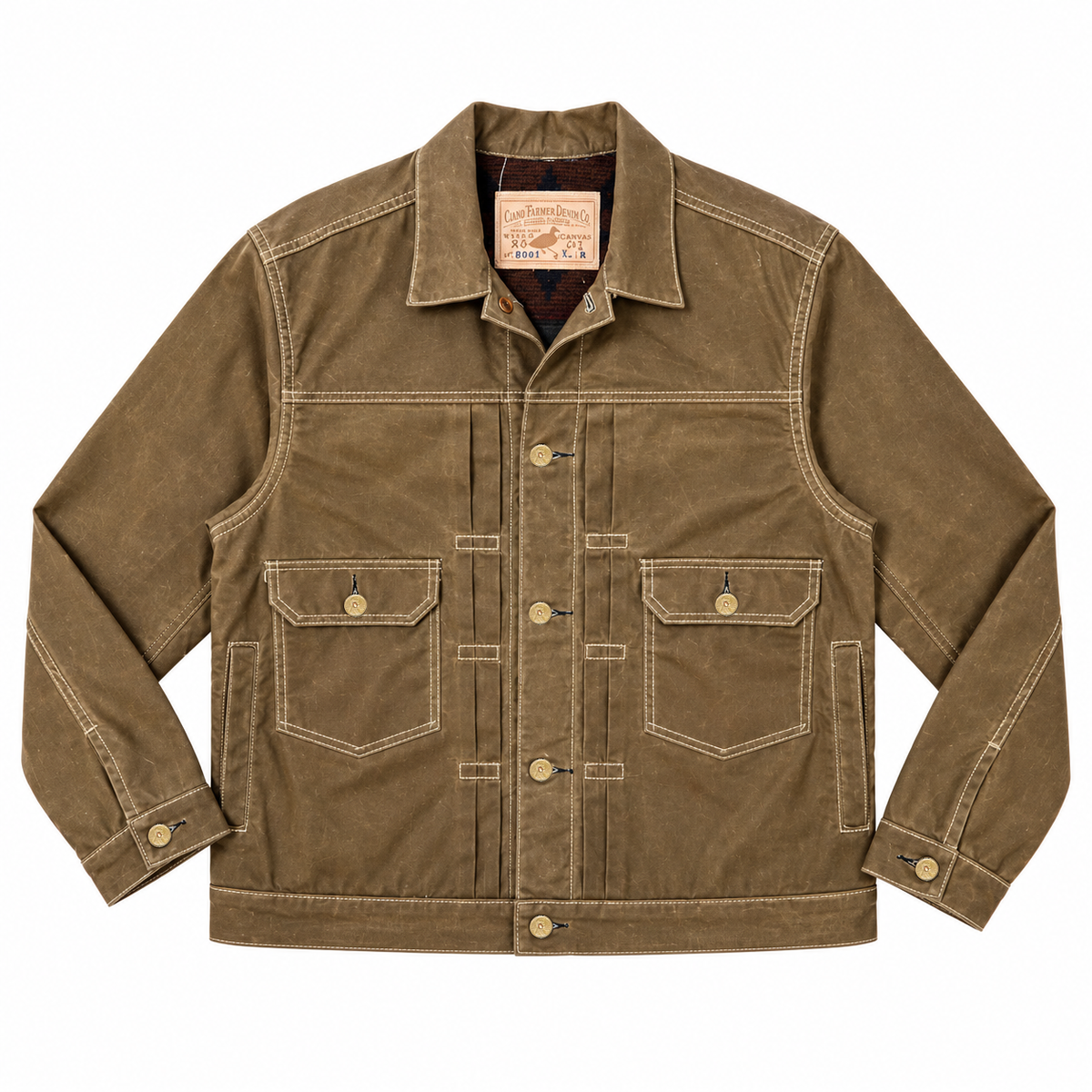 [OPSTK] #0811 12oz Nutmeg Brown Wax Duck Canvas 1954 Type II Jacket Lined " Regular Fit"