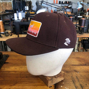 18oz Duck Canvas Brown Snapback HAT 90's "BRONCO." Patch
