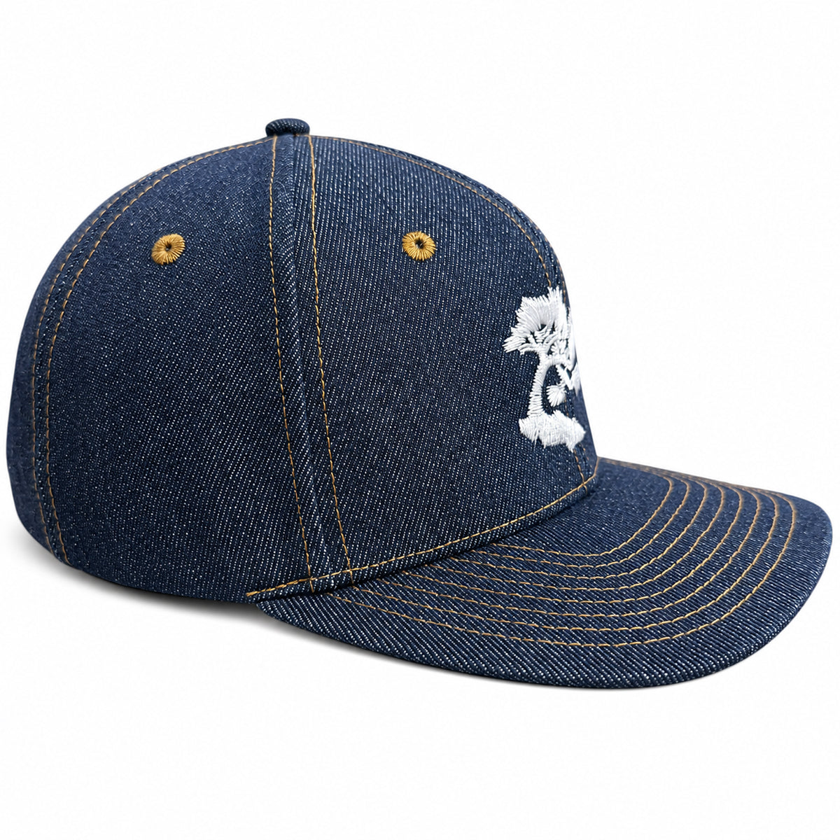 14oz Cone Mills Denim Snapback HAT CFDCo Embroidery TM Logo  - Mid Crown
