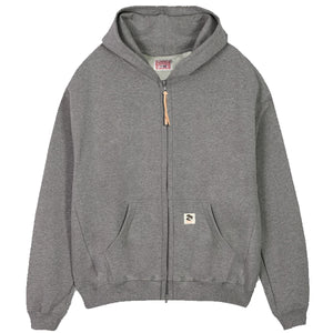 32oz Ultra-HEAVYWEIGHT Hoodie Full Zip - 100% Cotton HEATHER GREY French Terry