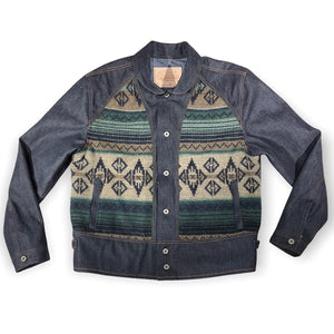 14oz Cone Mills Denim Cossack Jacket w/ Wool Insets