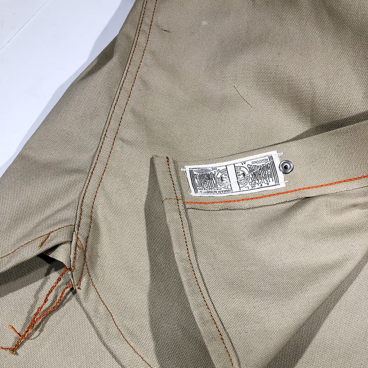 12oz USA Duck Canvas Selvage Khaki " 1960s DEADSTOCK" WORKSHIRT
