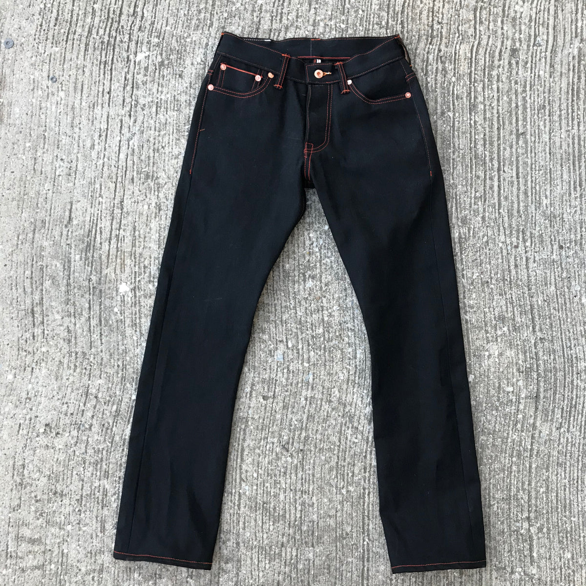 13oz JPN Black on Black "HARLEY" Orange Selvage Denim