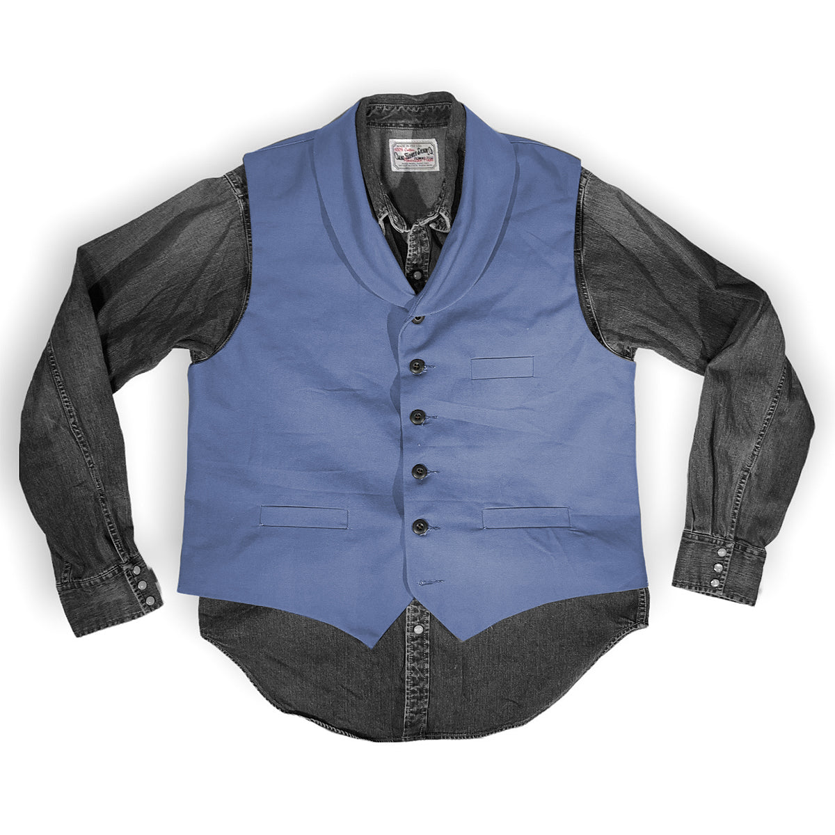 12oz Colonial Blue Duck Canvas Type D Waistcoat