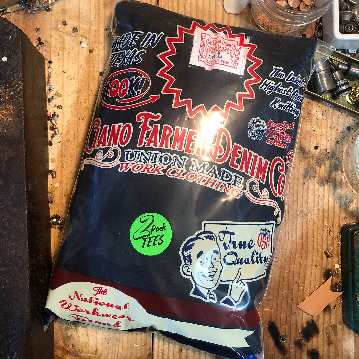 4.4oz TEXAS MADE Crew Neck Black "2 PACK SPECIAL"