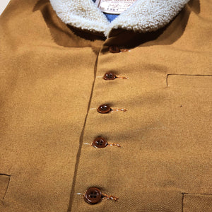 12oz Ochre Duck Canvas Type D Waistcoat Shearling Wool Collar