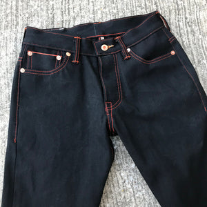 13oz JPN Black on Black "HARLEY" Orange Selvage Denim