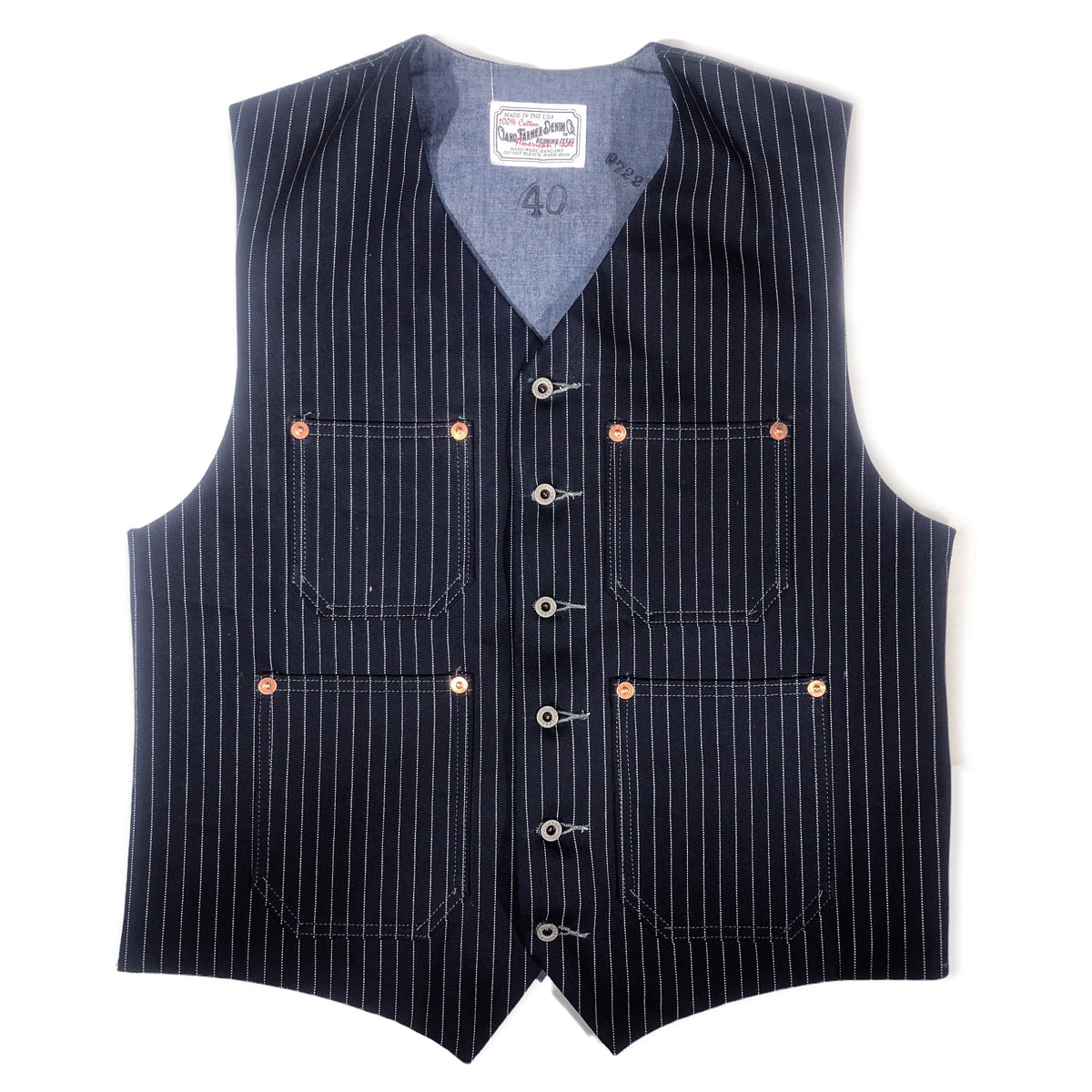 Waistcoat TYPE IH [ ICHIRO HACHIYA ] 13.5oz Japanese Indigo/Indigo WABASH White Selvage