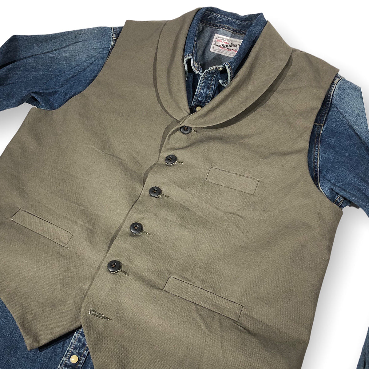 12oz Moss Duck Canvas Type D Waistcoat