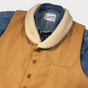 12oz Ochre Duck Canvas Type D Waistcoat Shearling Wool Collar