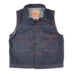 14oz Indigo Cone Mills Orange Selvage Biker Vest
