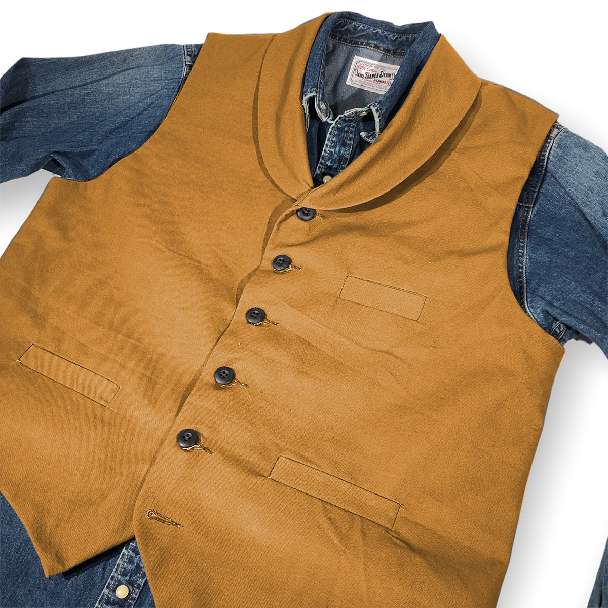 12oz Ochre Duck Canvas Type D Waistcoat