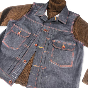 14oz Indigo Cone Mills Orange Selvage Biker Vest