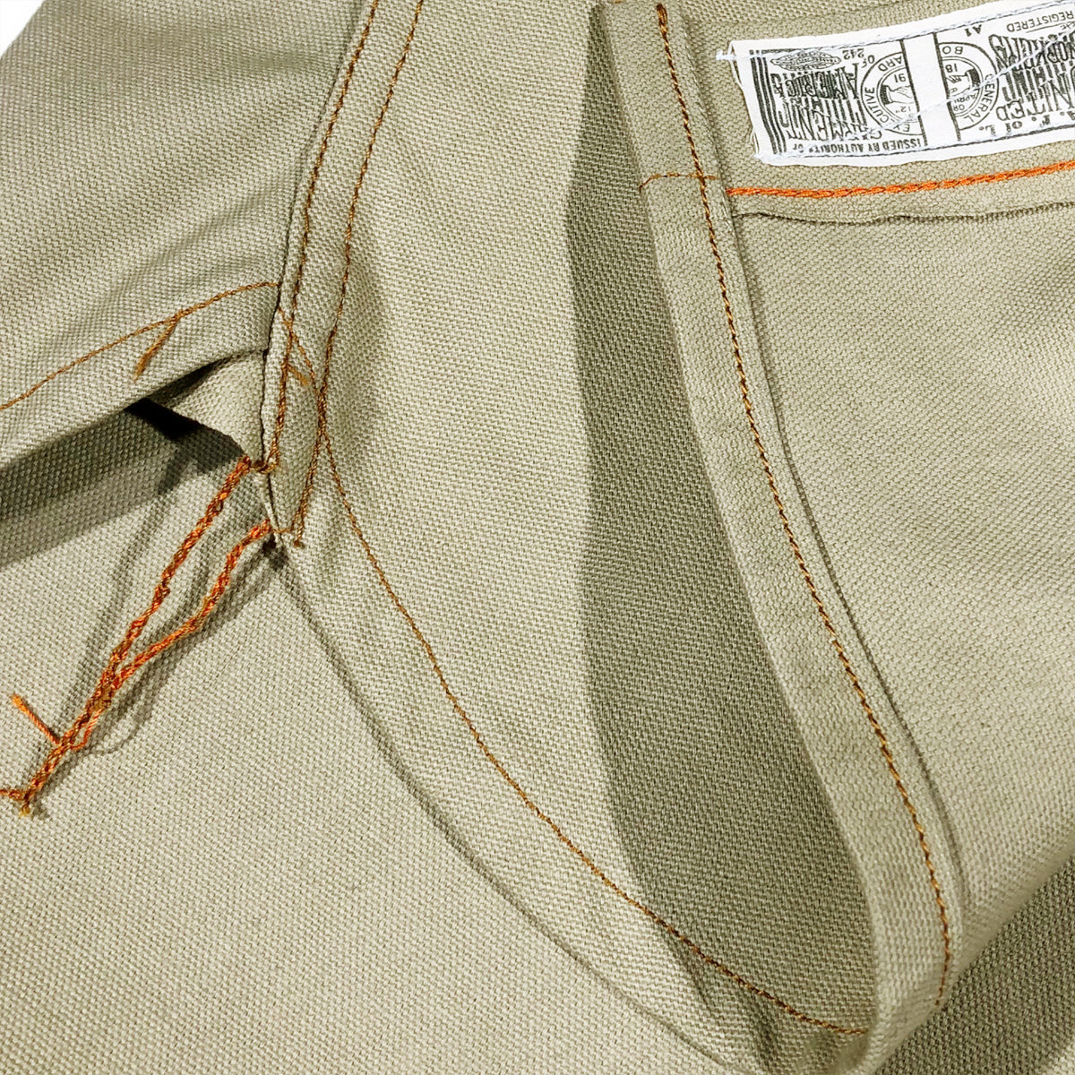 12oz USA Duck Canvas Selvage Khaki " 1960s DEADSTOCK" WORKSHIRT