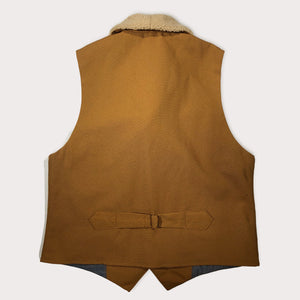 12oz Ochre Duck Canvas Type D Waistcoat Shearling Wool Collar