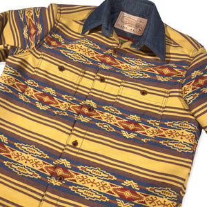 1950s 20oz Wool Southwestern Blanket Workshirt - Sun Bleached