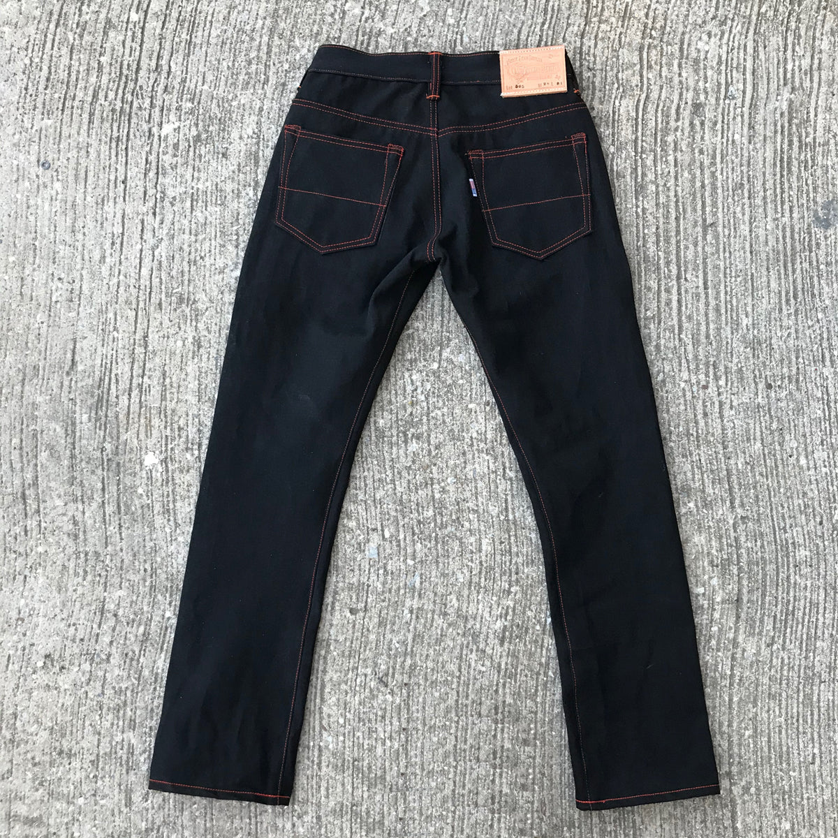 13oz JPN Black on Black "HARLEY" Orange Selvage Denim