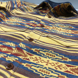 1950s 20oz Wool Southwestern Blanket Workshirt - Sun Bleached