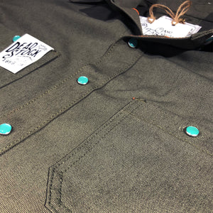 12oz USA Duck Canvas Selvage Olive " 1960's DEADSTOCK" WORKSHIRT