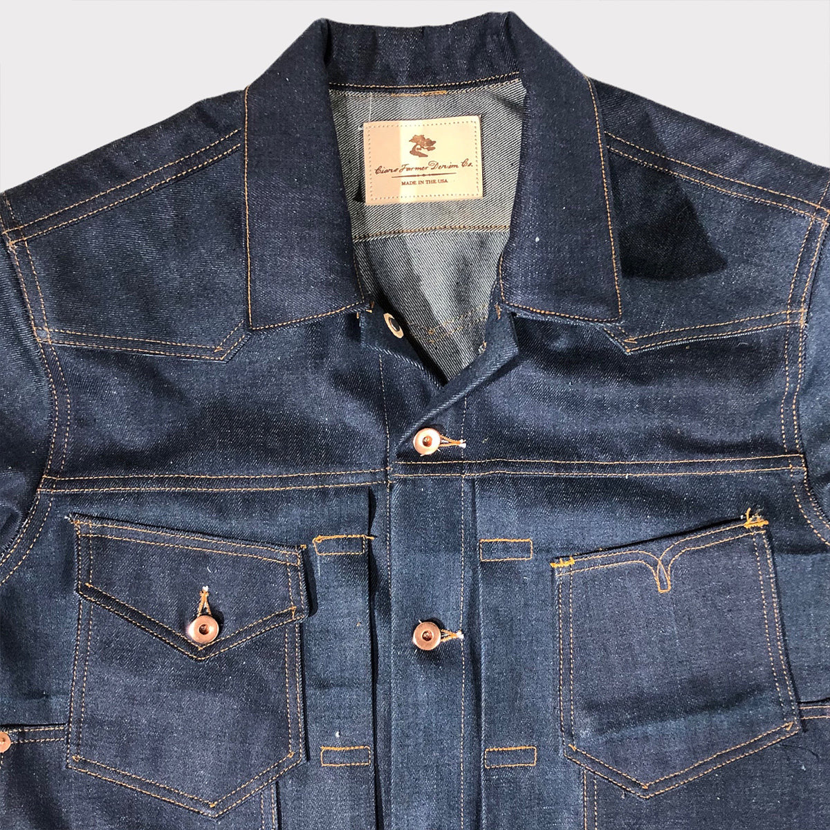 15oz Indigo Cone Mills NATURAL Selvage "TEXAS" Fieldhand Jacket  {Limited Quantities}