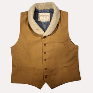 12oz Ochre Duck Canvas Type D Waistcoat Shearling Wool Collar