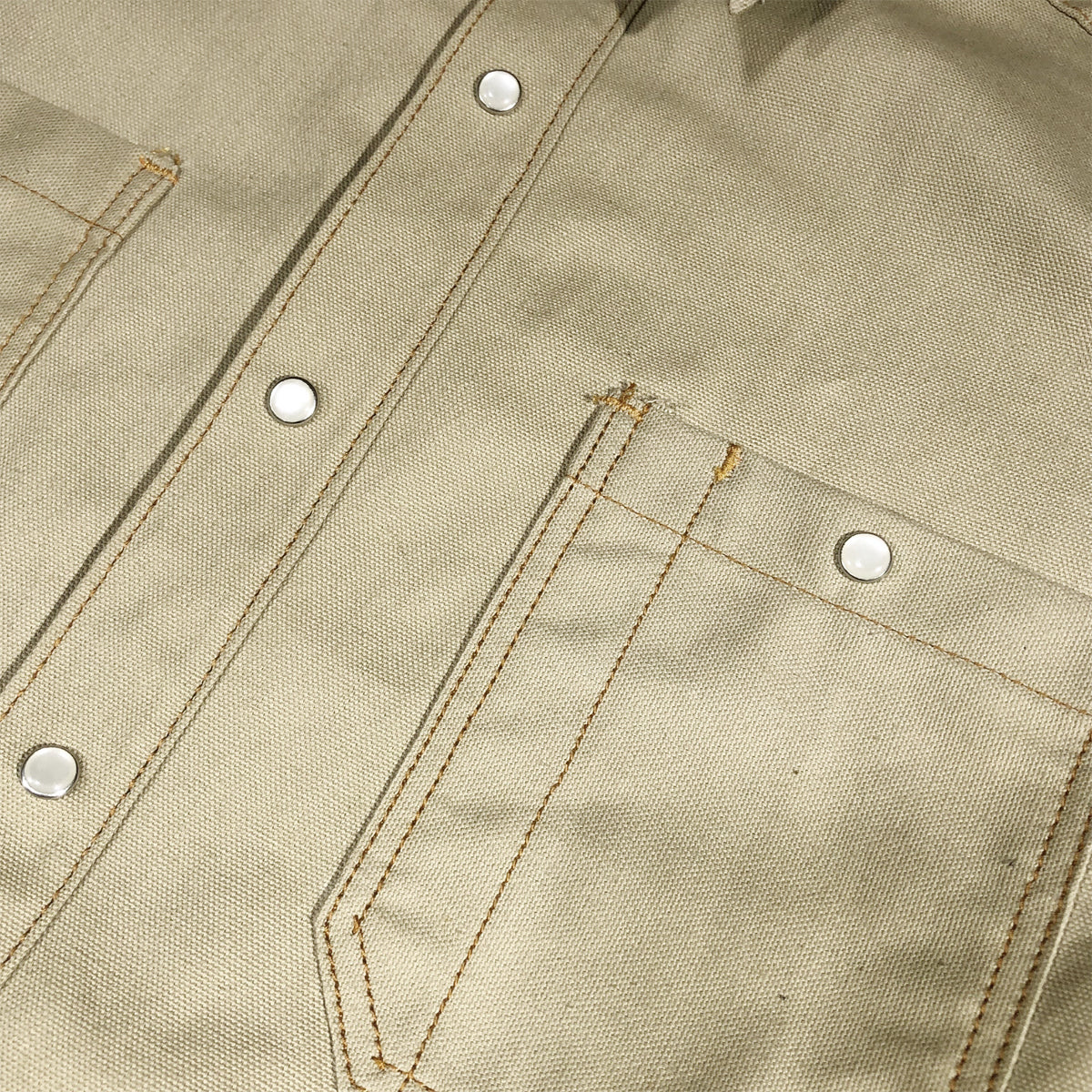 12oz USA Duck Canvas Selvage Khaki " 1960s DEADSTOCK" WORKSHIRT