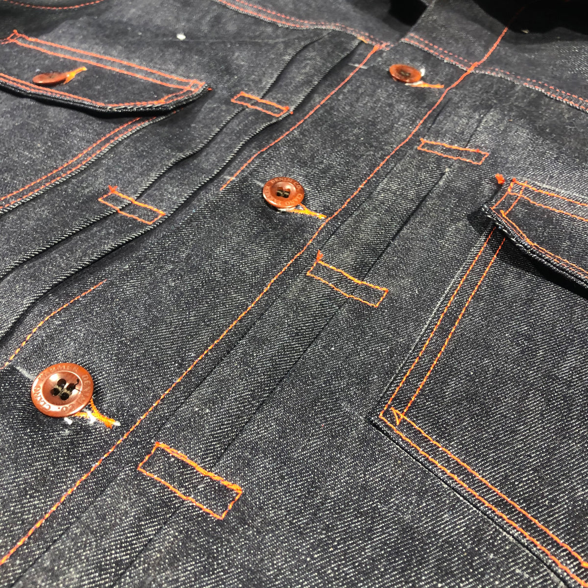 14oz Indigo Cone Mills Orange Selvage Biker Vest