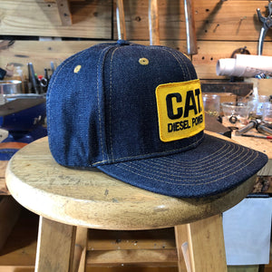 14oz TEXAS Denim Snapback HAT "HIGH CROWN" 1970s Trucker - CAT Power Patch
