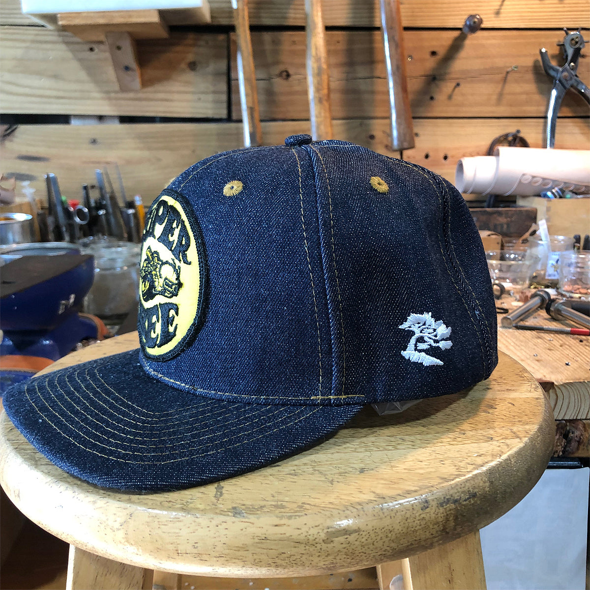 14oz TEXAS Denim Snapback HAT "HIGH CROWN" 1970s Trucker - Super Bee