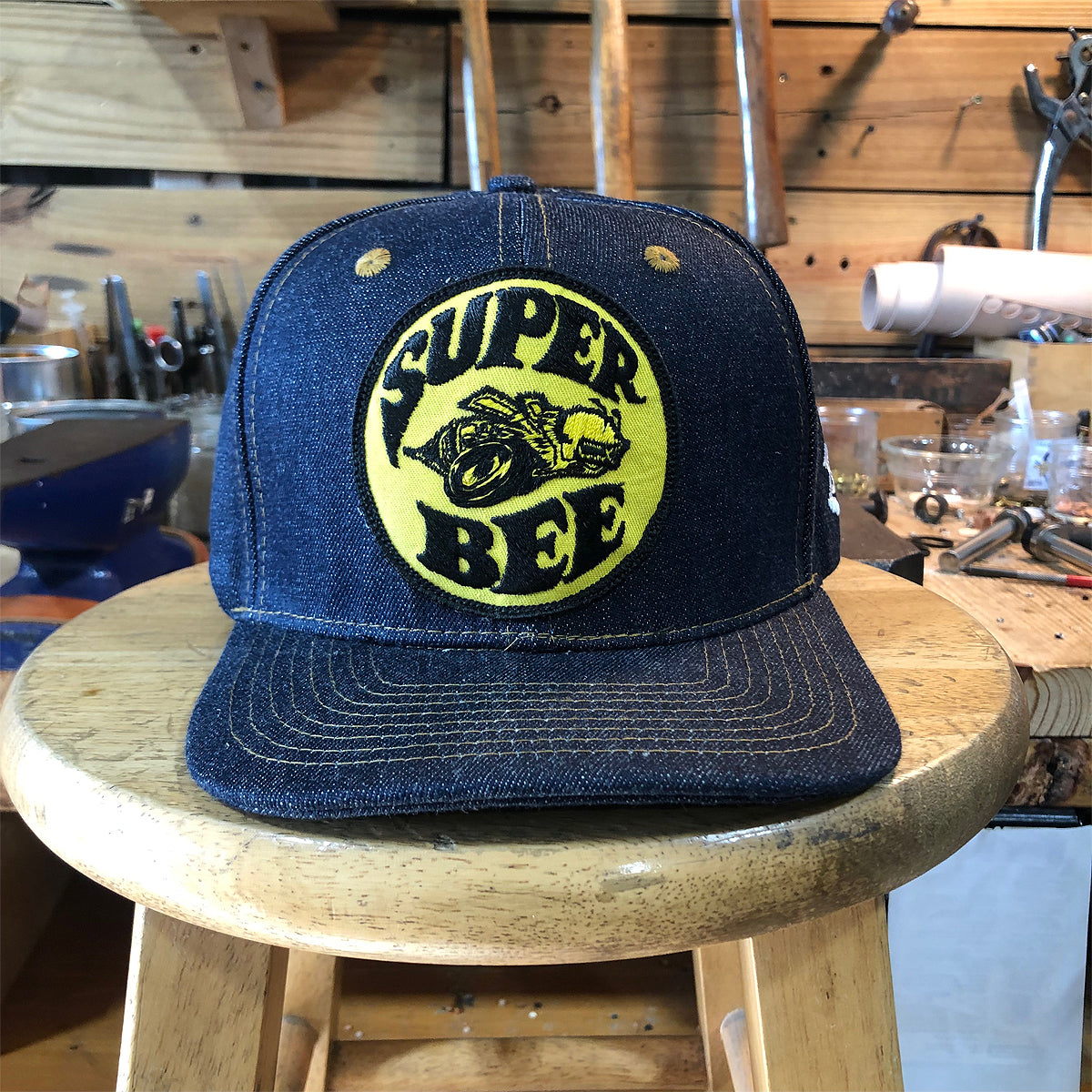 14oz TEXAS Denim Snapback HAT "HIGH CROWN" 1970s Trucker - Super Bee
