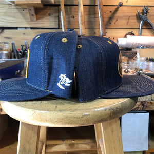 14oz TEXAS Denim Snapback HAT "HIGH CROWN" 1970s Trucker - CAT Power Patch